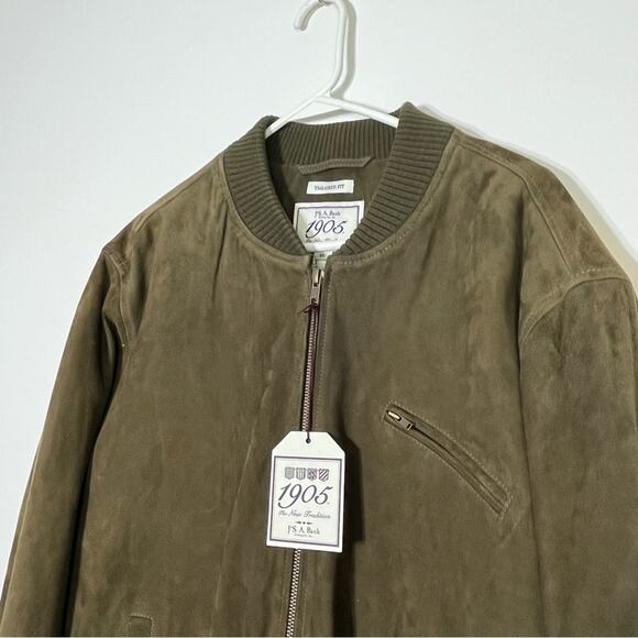 Jos A Bank Tailored Fit Suede Bomber Jacket Size XL NWT - Picture 4 of 10